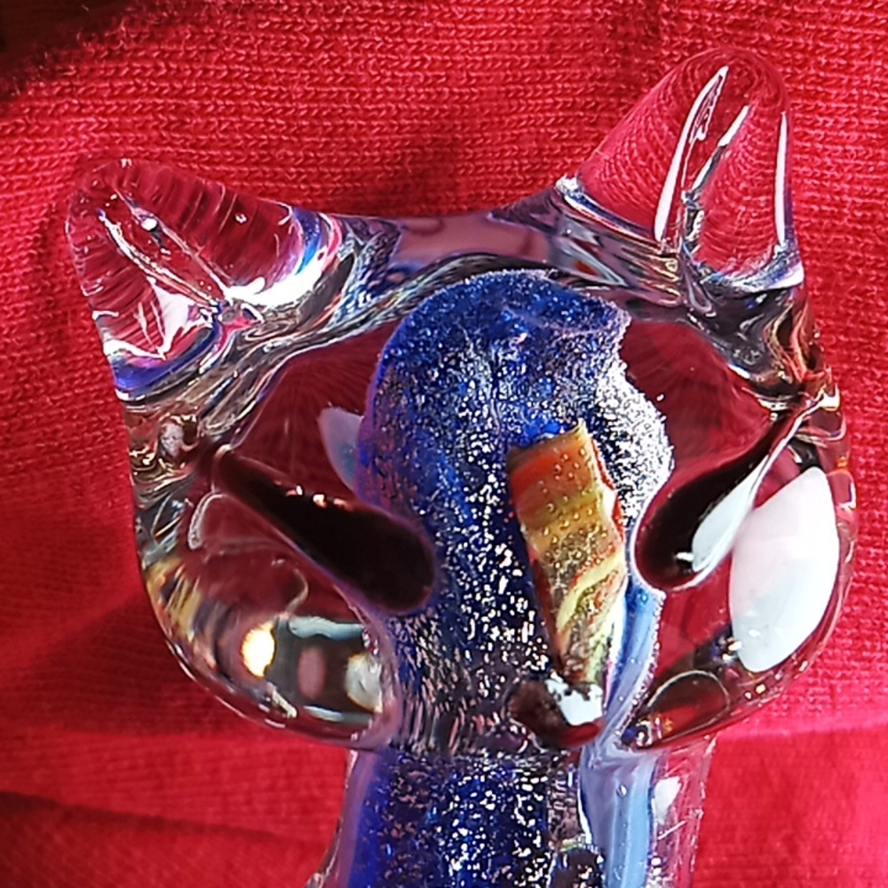 Murano Art Glass Cat Figurine. Beautiful Mixed Colors. Flawless Condition. - Picture 11 of 16